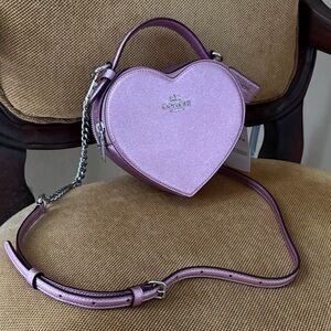 NWT Valentines Coach Heart-Shaped Pink Crossbody Bag